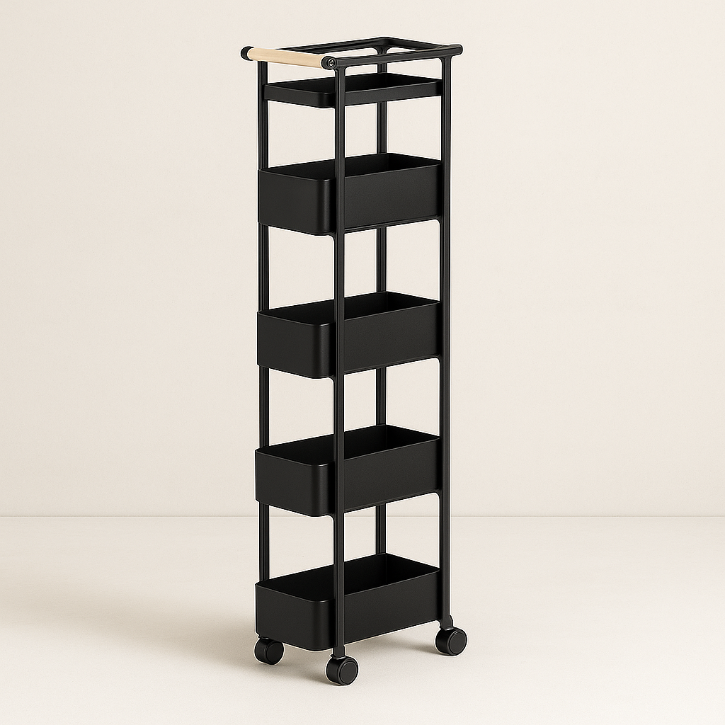 Binca 5 Tier Utility Trolley Black