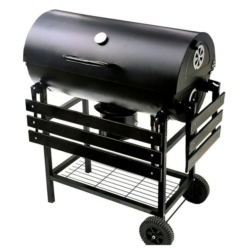BBQ Grill Monster With Skewers, Heavy Duty Charcoal Grill with Rotisserie & Side Shelves