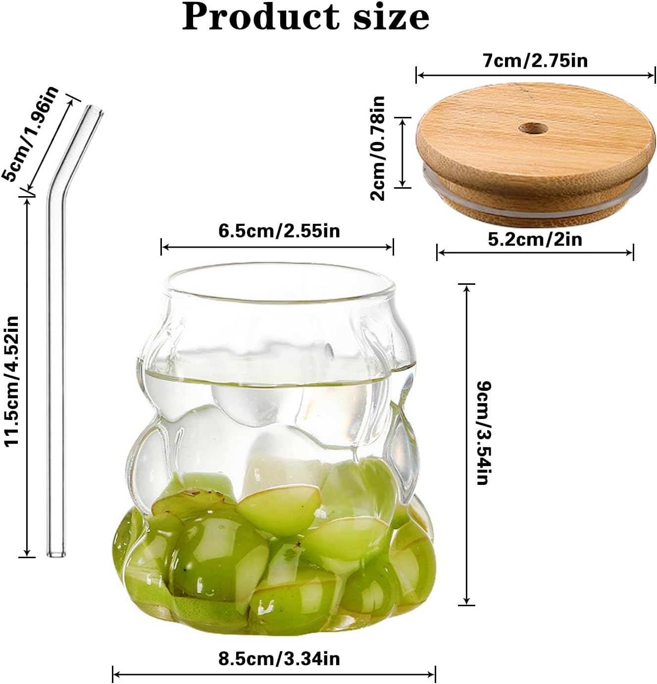 Korean Boba Tea Bubble Glass CTumbler with Bamboo Lid & Straw