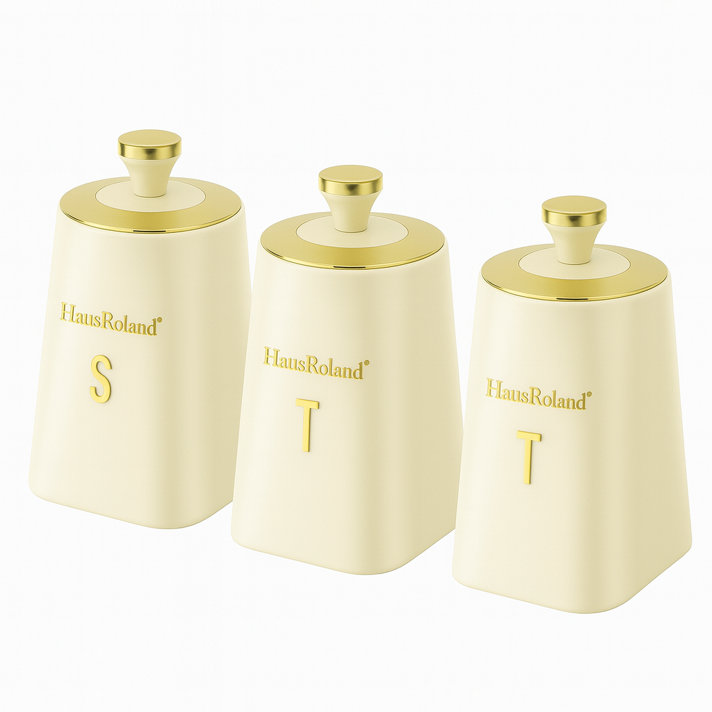 HausRoland Luxry Coffee, Sugar & Tea Jar Set - White