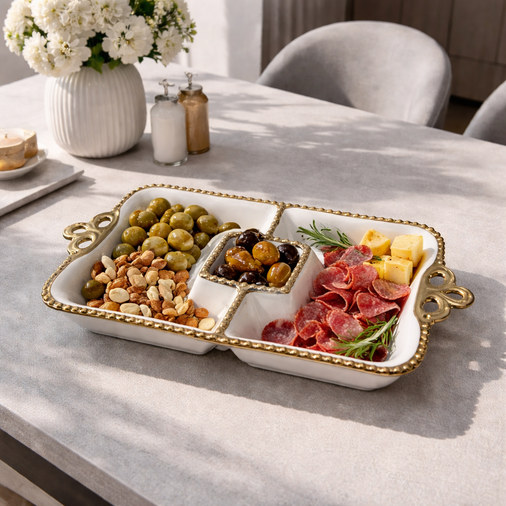 14" Luxury Ceramic Divided Serving Platter