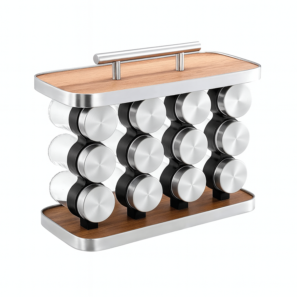12 PCS Spice Jar Countertop Spice Organizer Rack