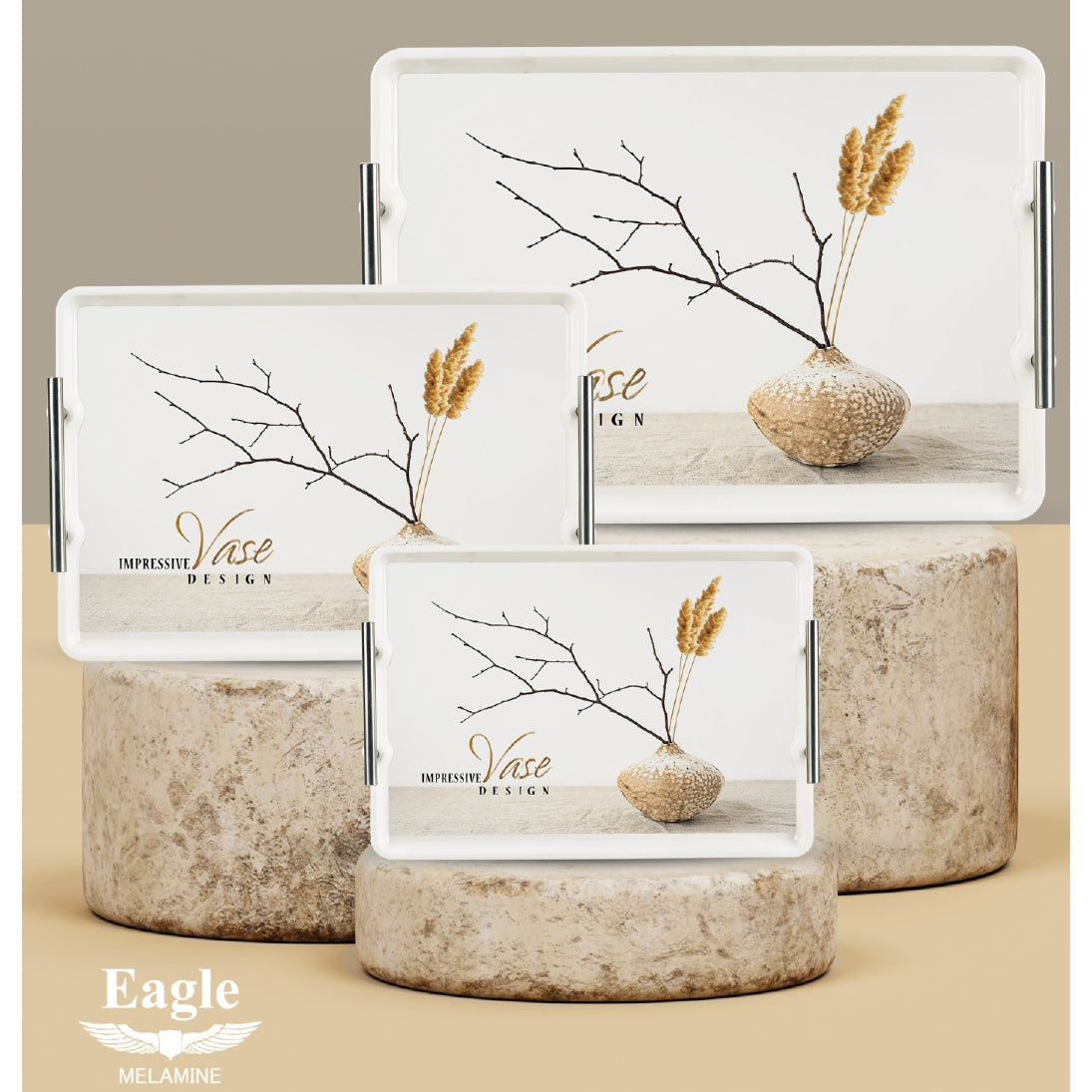 Melamine Serving Tray Set – 3pcs