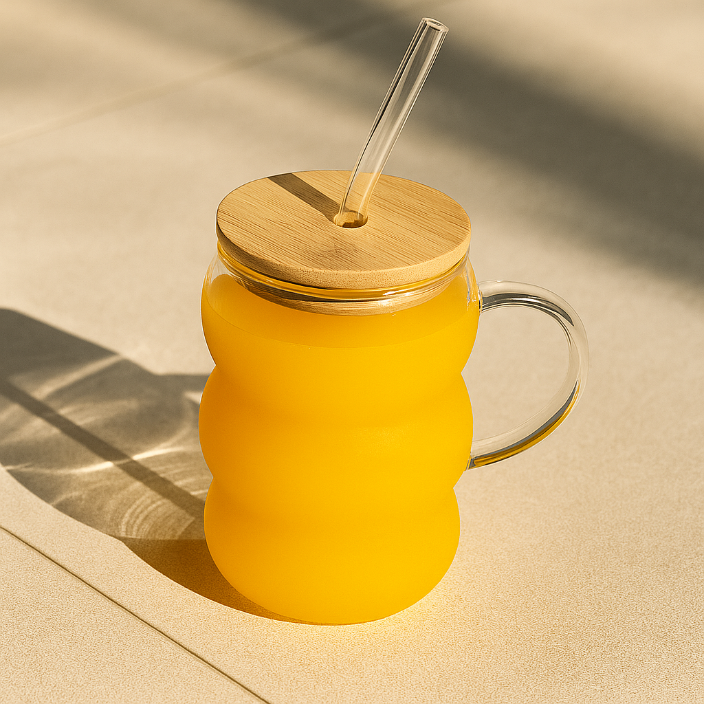 Transparent Tumbler Glass Mug with Straw