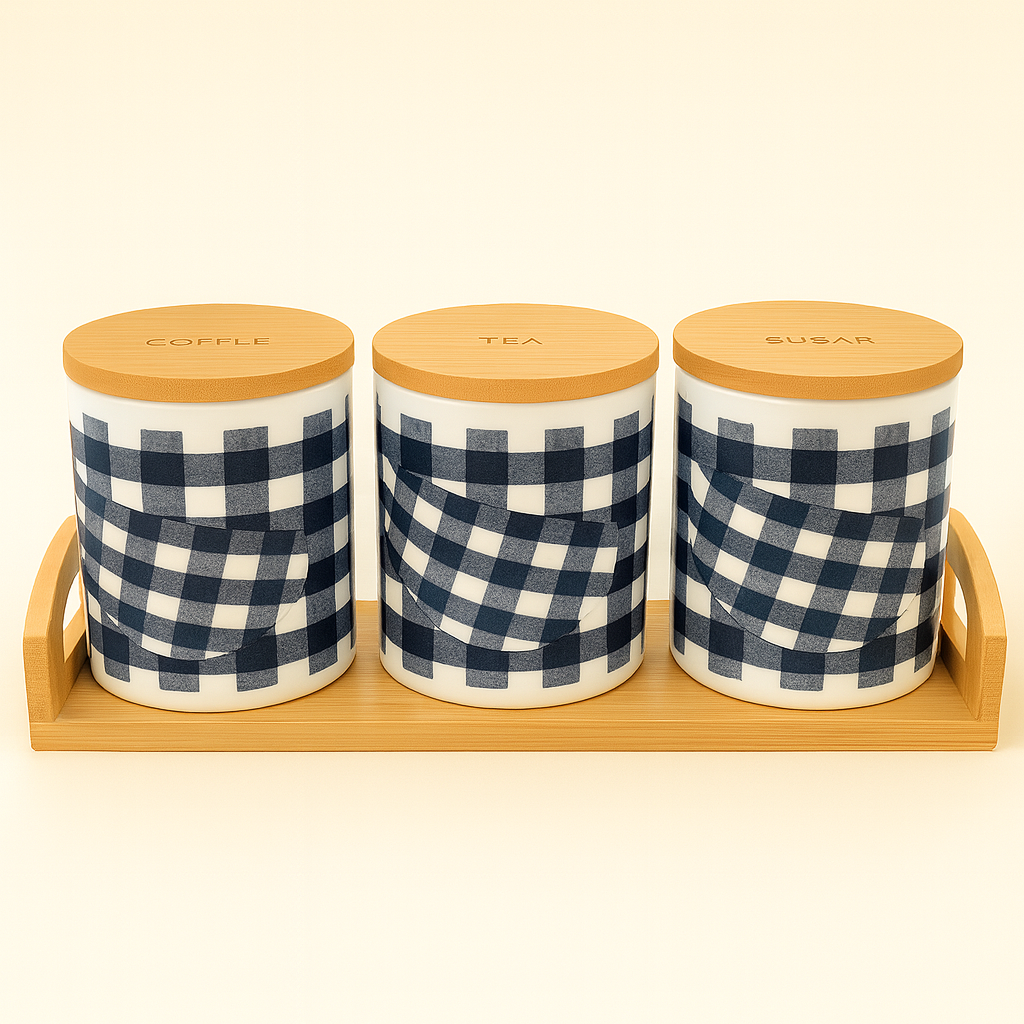 Luxury Checkered Ceramic Jar Set