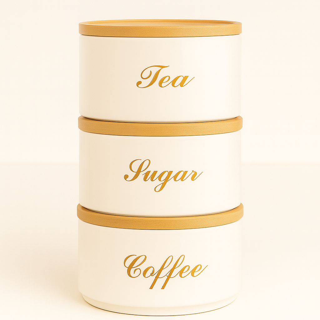 3 PCS Stacking Metal Canister Set - White