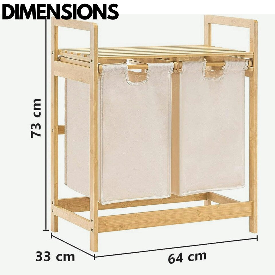 Bamboo Laundry Hamper With Dual Compartments