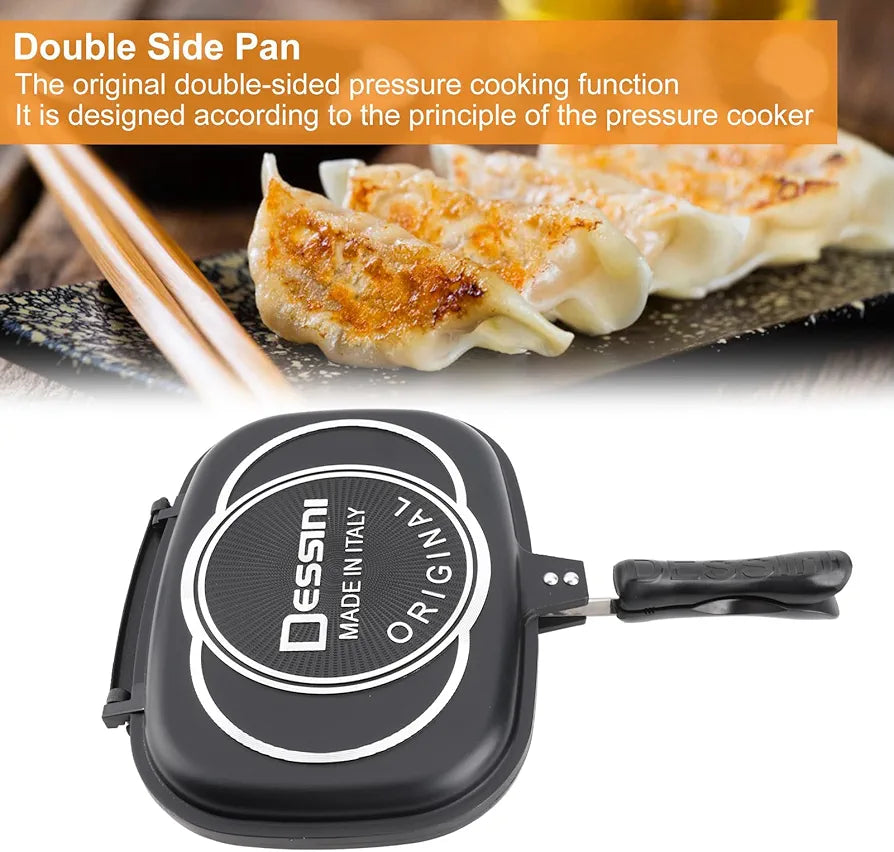 Dessini Double Grill Pan 36cm With Extra Rubber Seal and Magnetic Lock System