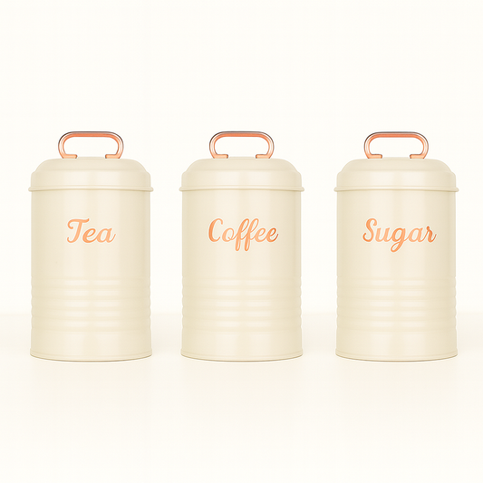 3 PCS Metal Jar Set Off White