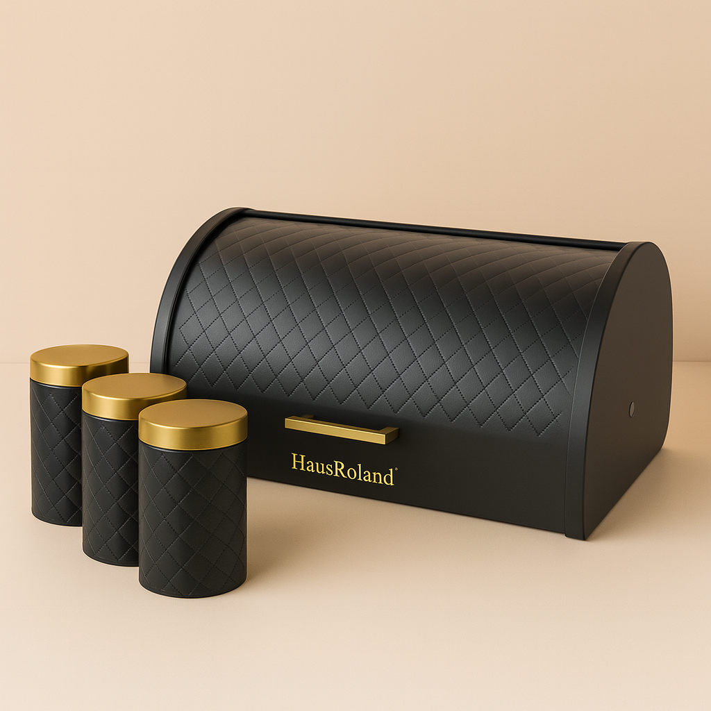 HausRoland Luxury Bread Box With 3 PCS Jar Set