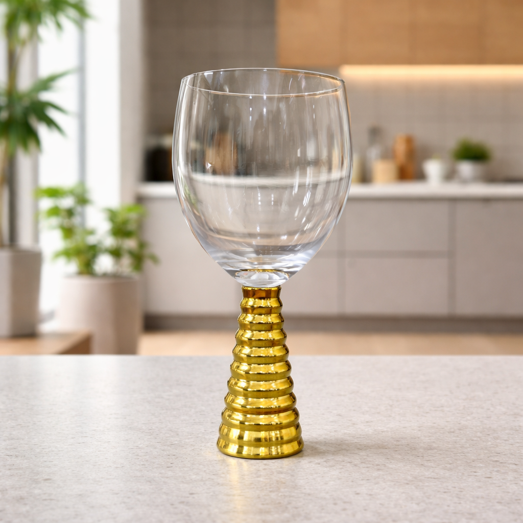 Crystal Gold Screw Stem Champagne Goblets – 6pcs