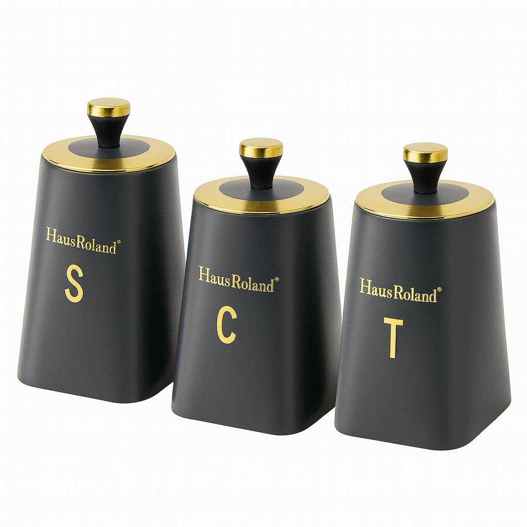 HausRoland Luxry Coffe, Tea & Sugar Jar Set - Grey