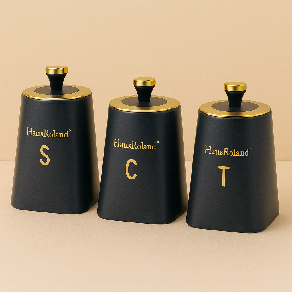 HausRoland Luxry Coffe, Tea & Sugar Jar Set - Grey