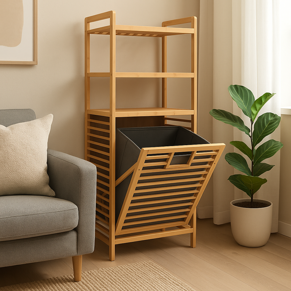 3-Tier Luxury Bamboo Laundry Basket