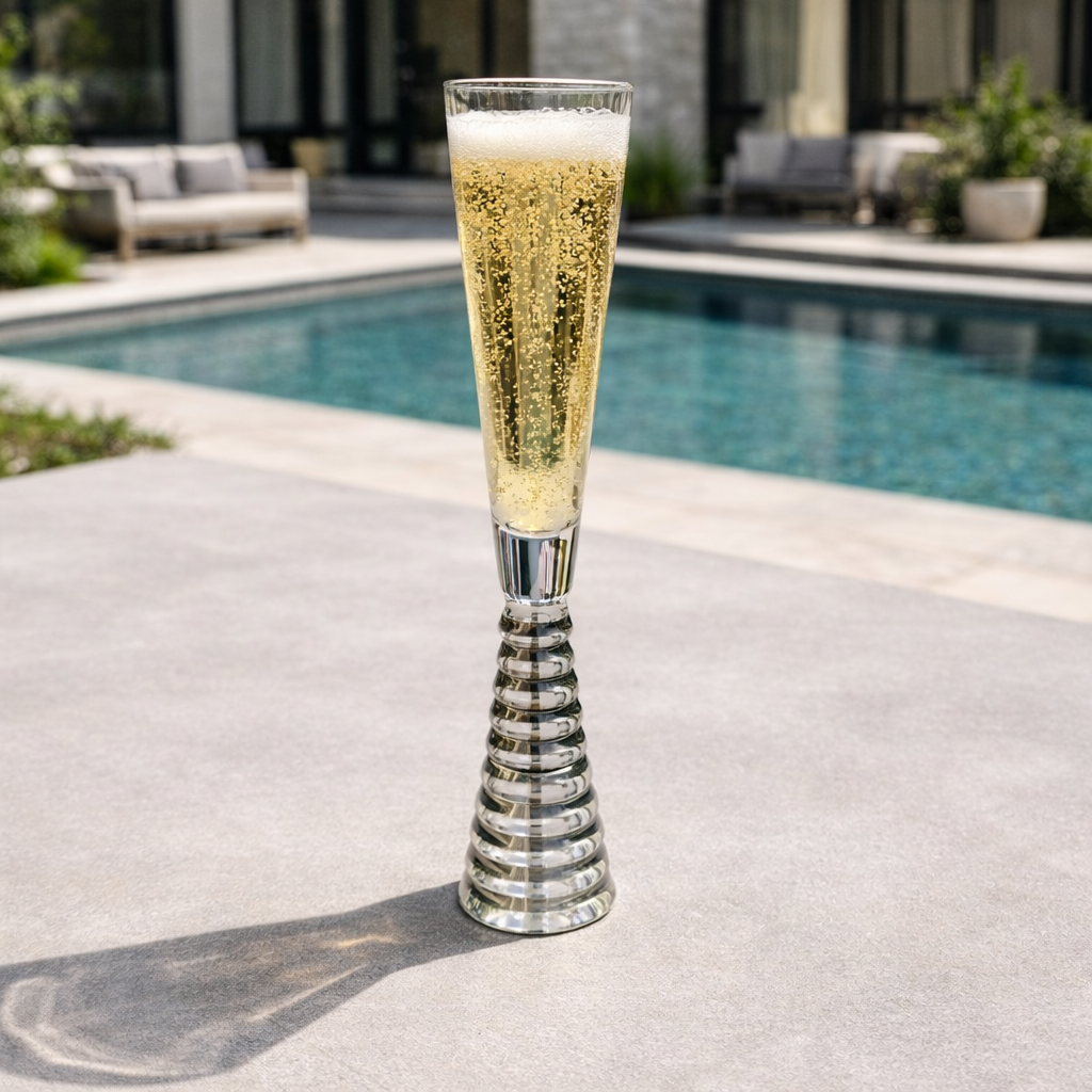 Crystal Screw Stem Champagne Flutes – 6pcs