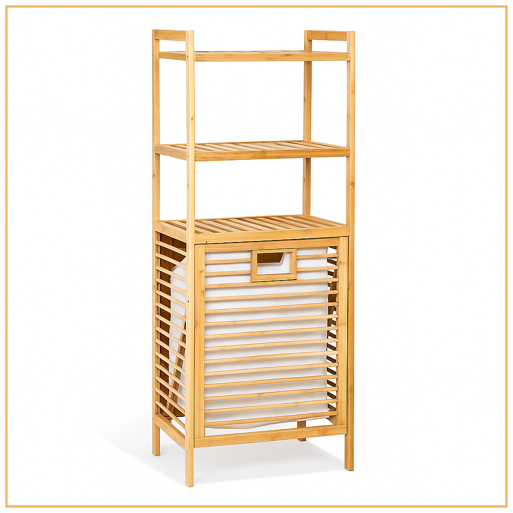 3-Tier Luxury Bamboo Laundry Basket