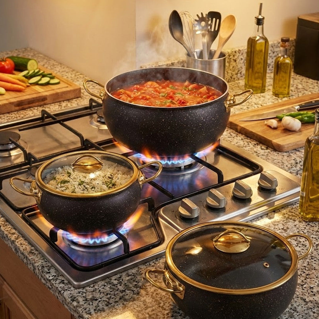 Luxury BLACK TEXTURE 12 Pcs Nonstick Cooking Set – Chinese Cookware