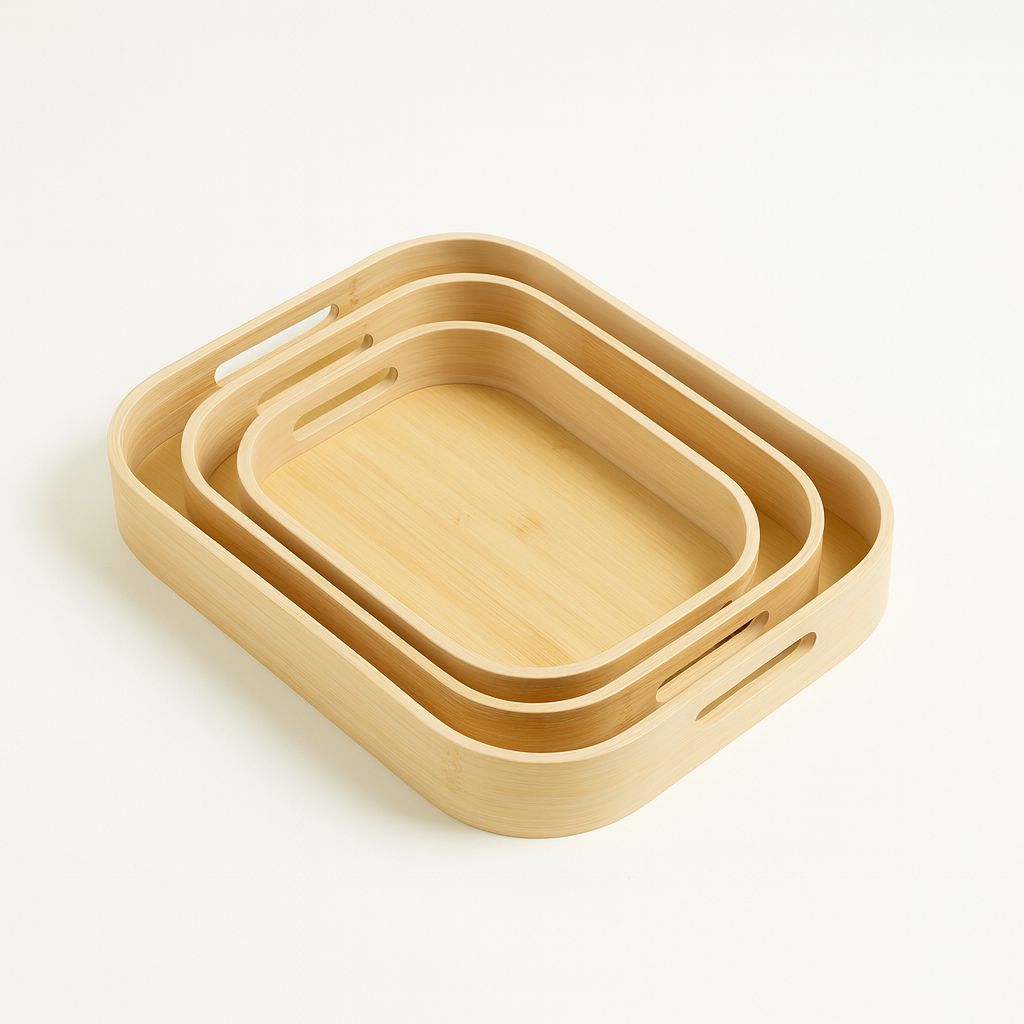 3 PCS Bamboo Serving Tray Set