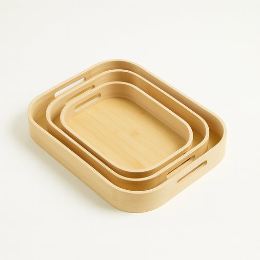 3 PCS Bamboo Serving Tray Set