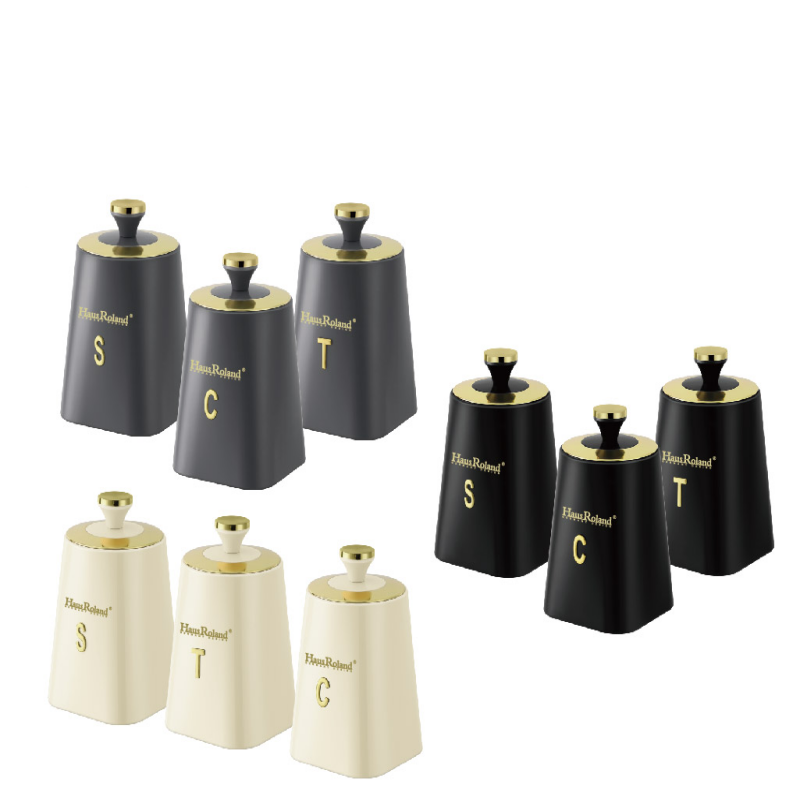 HausRoland Tea, Sugar & Coffee Jar Set - Black