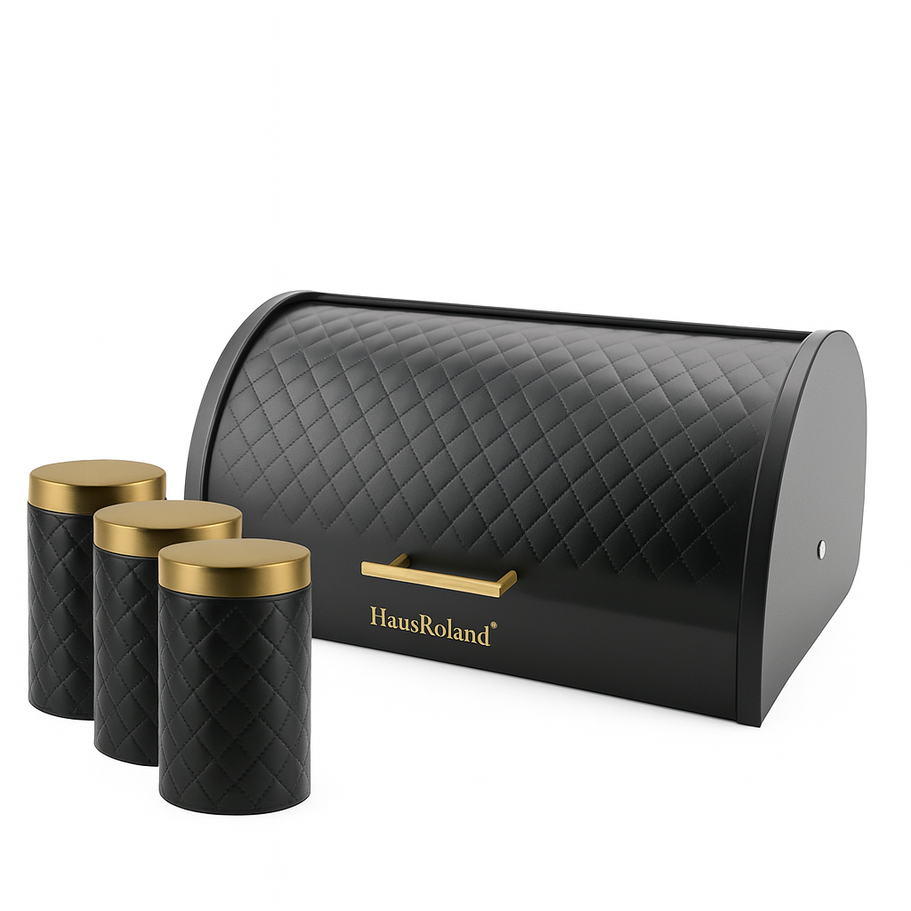 HausRoland Luxury Bread Box With 3 PCS Jar Set
