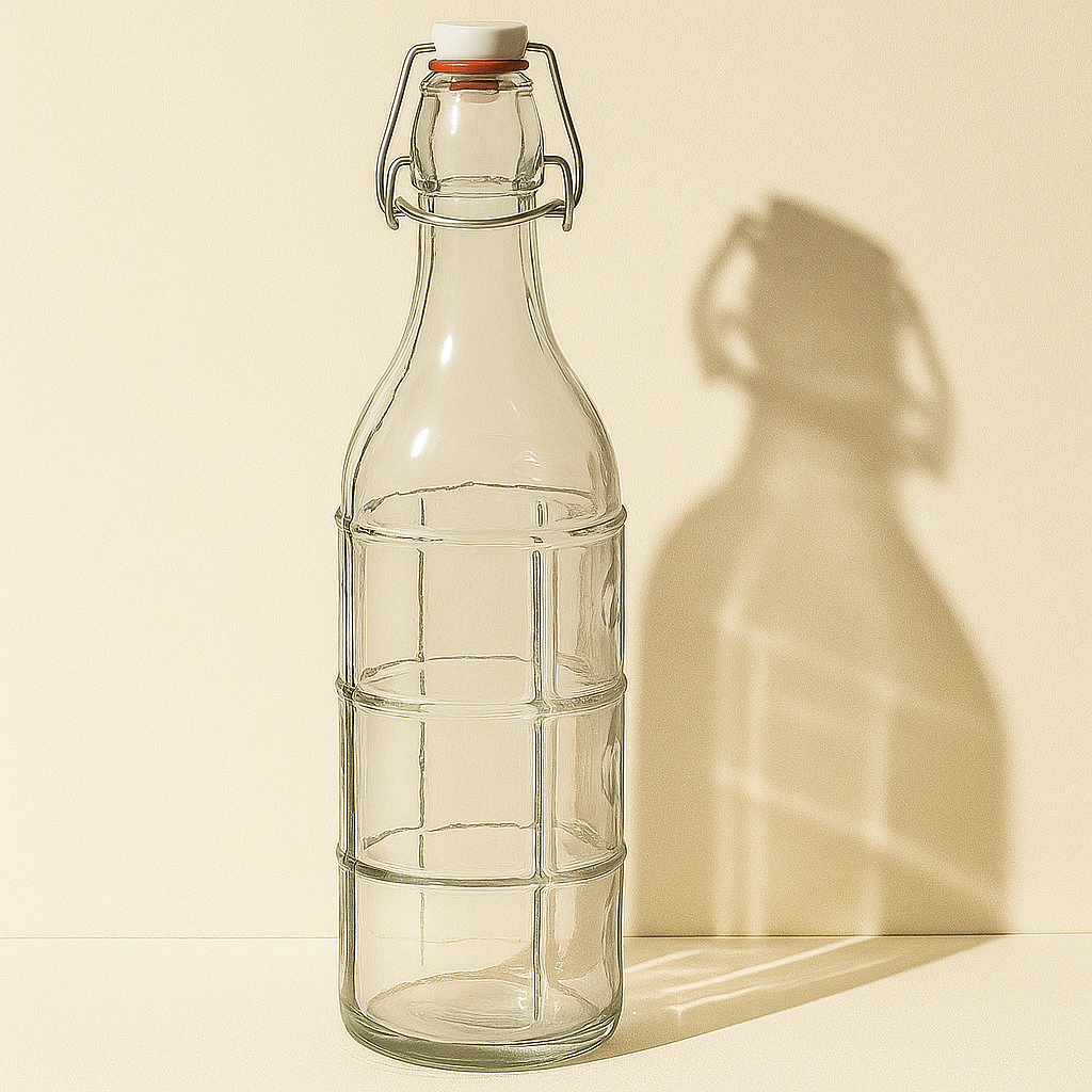 Transparent Clear Glass Water Bottle 1 liter