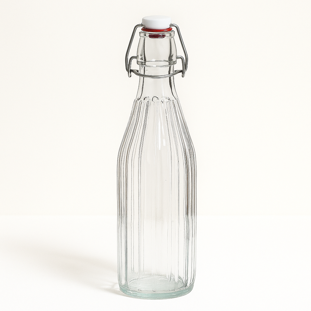 Transparent Clear Glass Water Bottle 1 liter