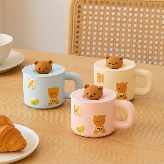 Ceramic Bear Mug with Lid