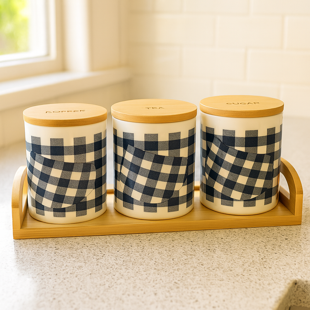 Luxury Checkered Ceramic Jar Set