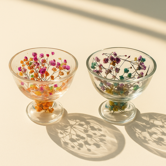 Double Wall Dried Flowers Glass Bowl 1 PC
