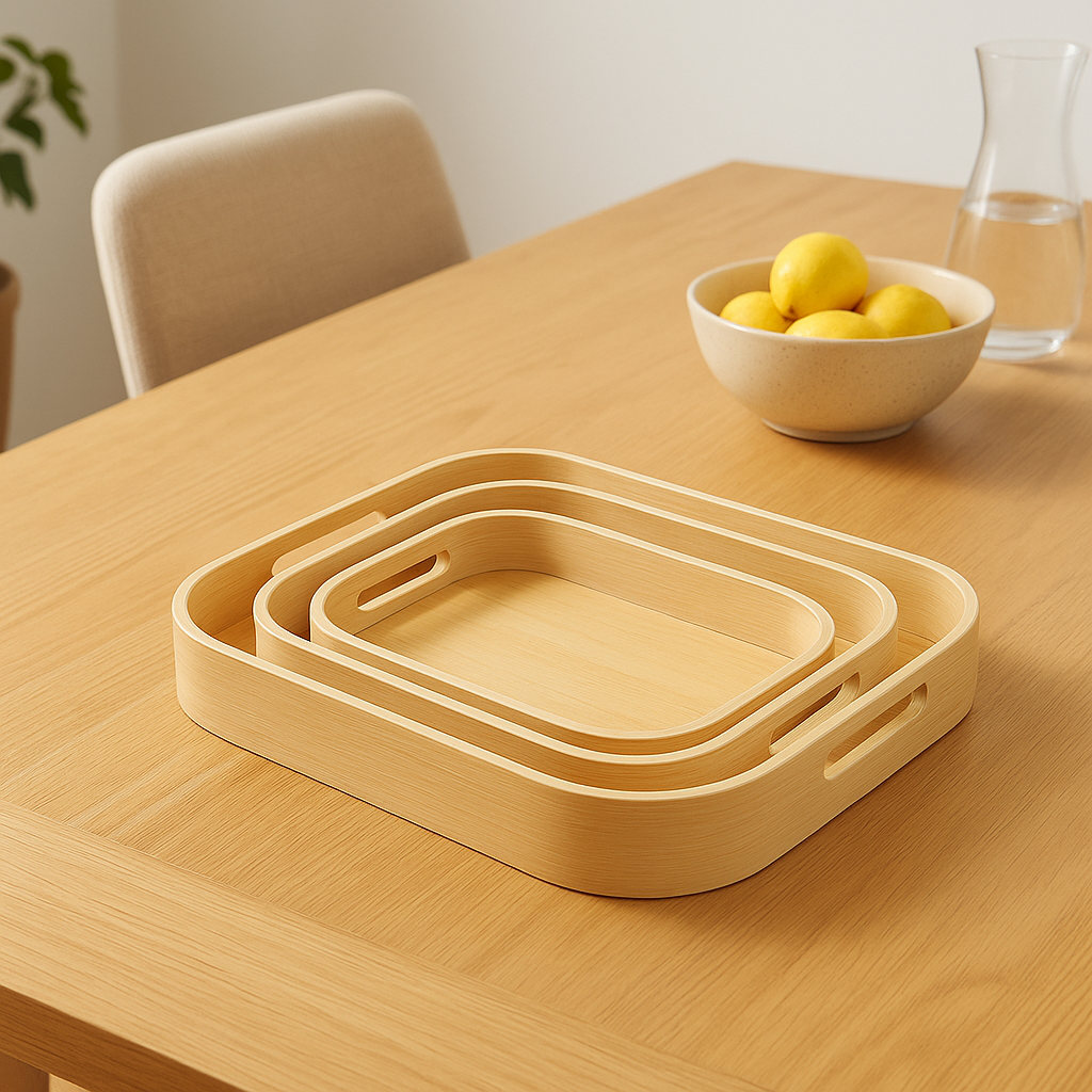 3 PCS Bamboo Serving Tray Set