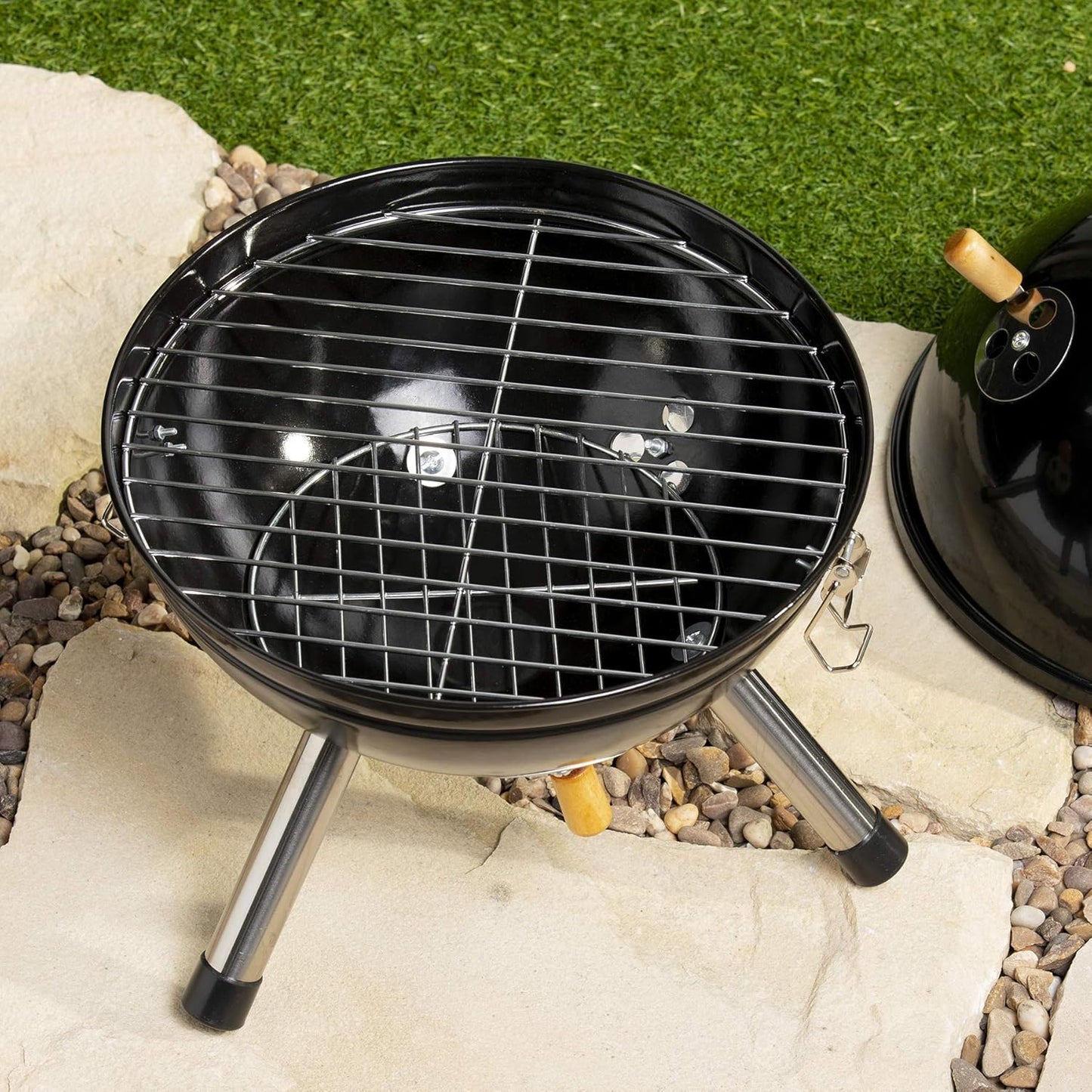 BBQ Grill – Charcoal Portable Outdoor Barbecue Stand with Lid | Backyard & Camping Grill