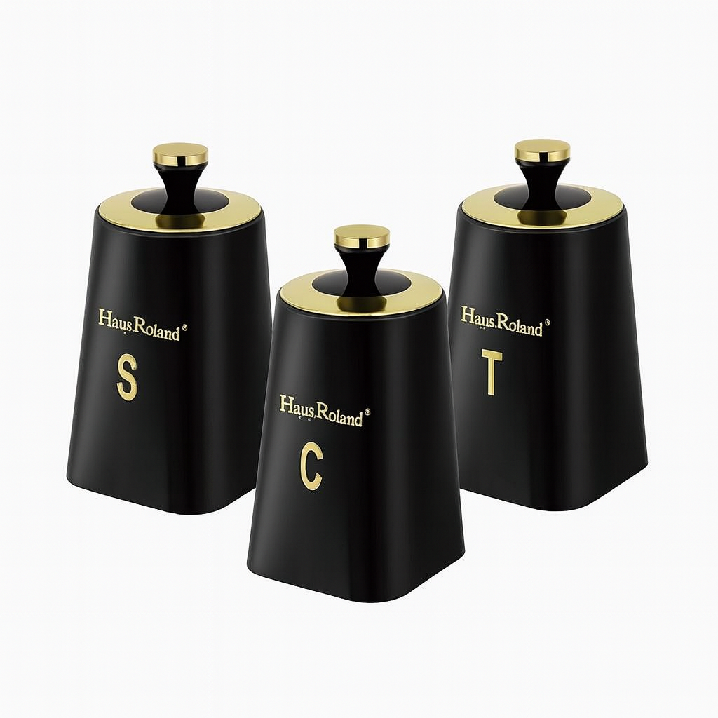 HausRoland Tea, Sugar & Coffee Jar Set - Black