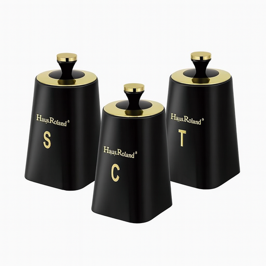 HausRoland Tea, Sugar & Coffee Jar Set - Black