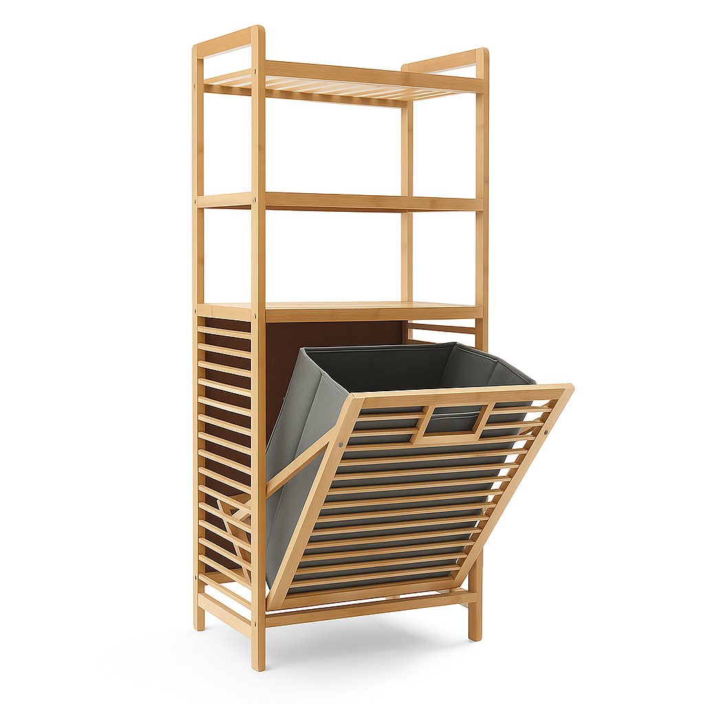 3-Tier Luxury Bamboo Laundry Basket