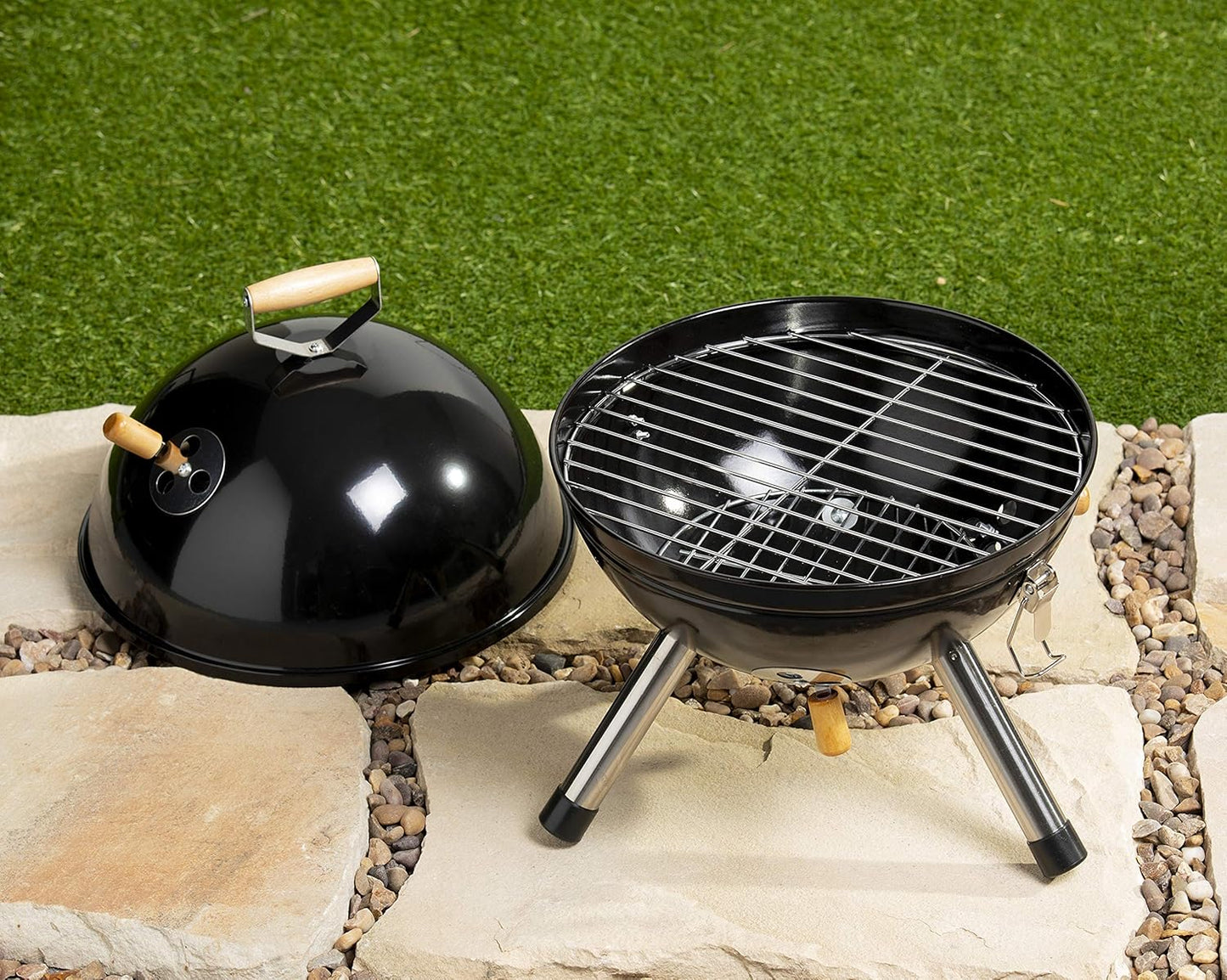 BBQ Grill – Charcoal Portable Outdoor Barbecue Stand with Lid | Backyard & Camping Grill