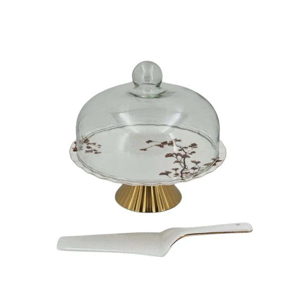 Luxury 11.5" Cake Stand with Glass Lid & Lifter