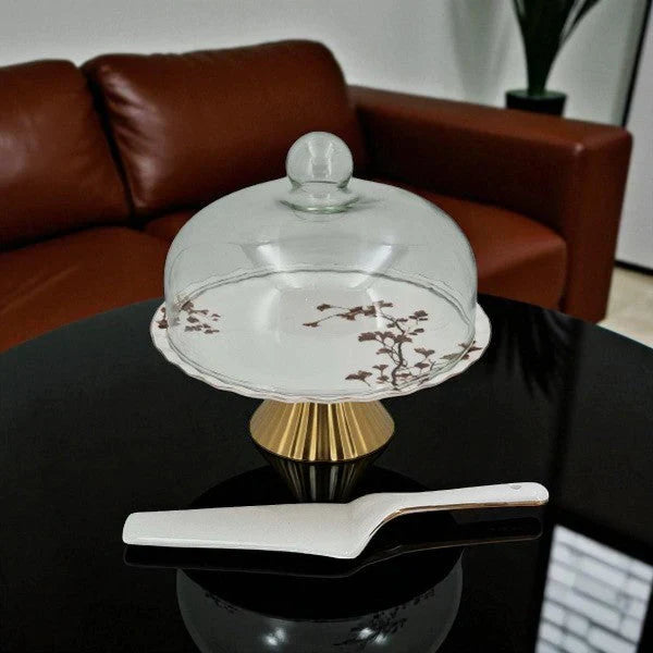 Luxury 11.5" Cake Stand with Glass Lid & Lifter
