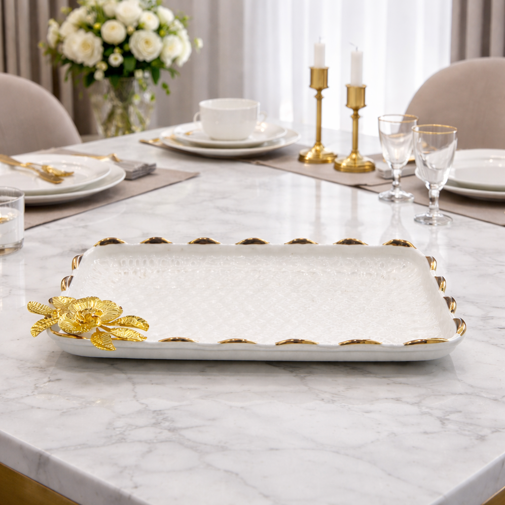 12" Luxury Gold Floral Nut Plate – Luxury Serving Tray