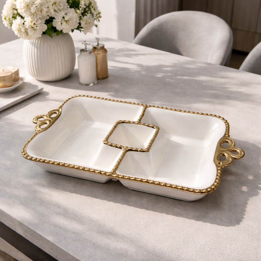 14" Luxury Ceramic Divided Serving Platter