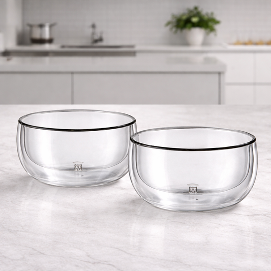 Luxury Double Wall Glass Bowl 650ml 2 PCS