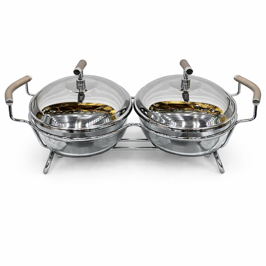 Premium 2 in 1 Round Stainless Steel Chafing Dish 1.5 LTR Each