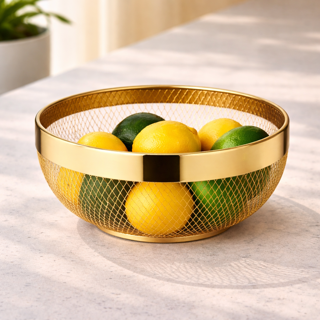 Luxury Gold Mesh Fruit Bowl