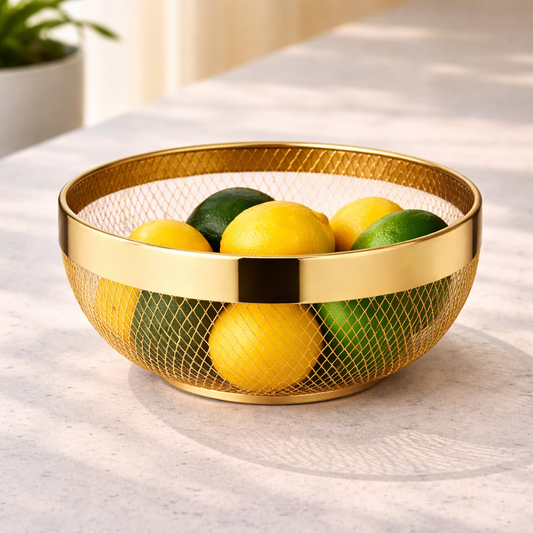 Luxury Gold Mesh Fruit Bowl