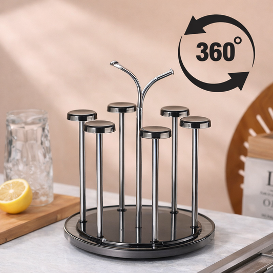 Premium 360° Rotating Silver Glass Stand
