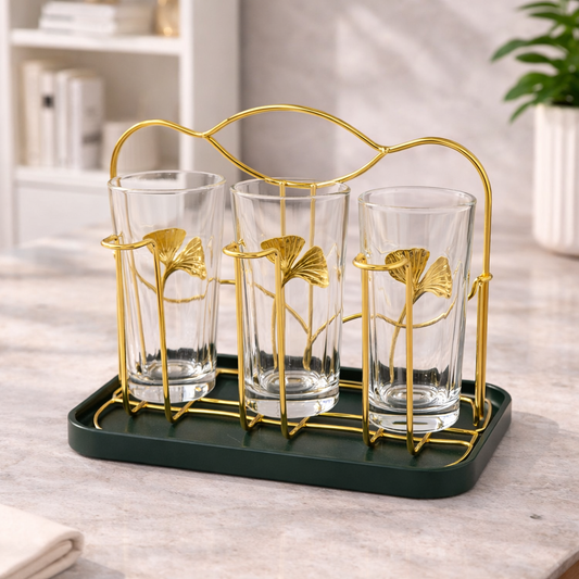 Luxury Gold Glass Stand with Tray