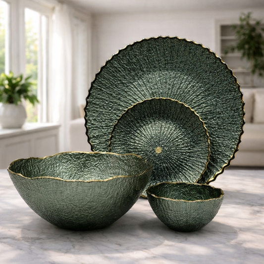 Royal Ember 14 Pcs Glass Serving Set – Green