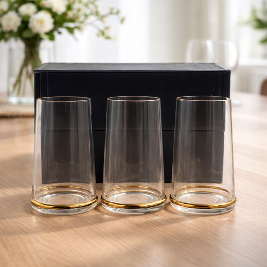 6 Pcs Premium Gold Base Long Glass Set