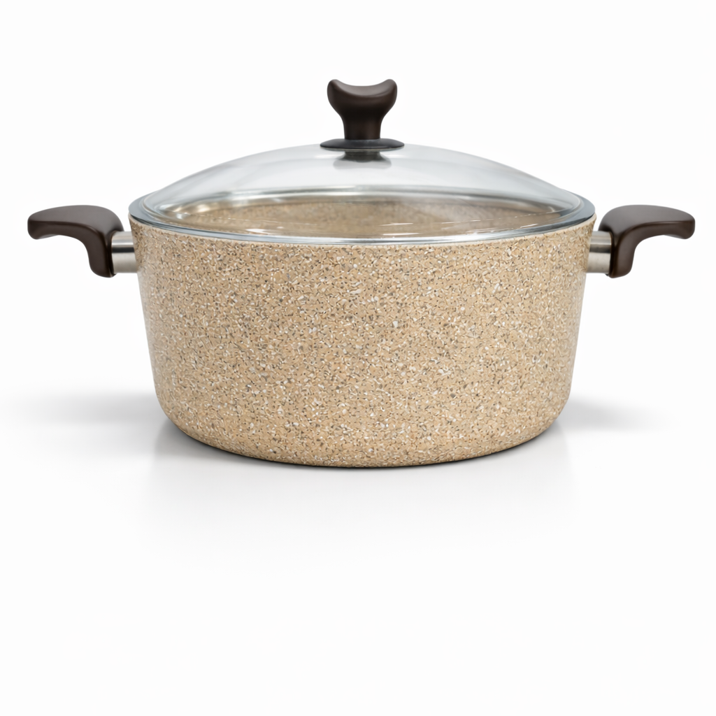 Falez Turkish Premium Creamy Shallow Casserole | Stone Nonstick Cookware | Multiple Sizes