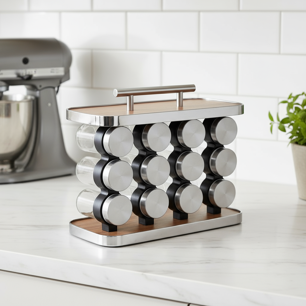 12 PCS Spice Jar Countertop Spice Organizer Rack